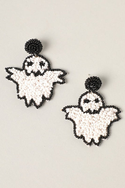 Spooky Ghost Beaded Drop Earrings