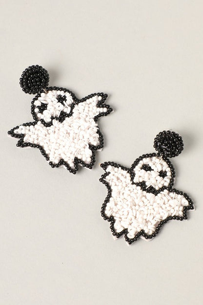 Spooky Ghost Beaded Drop Earrings