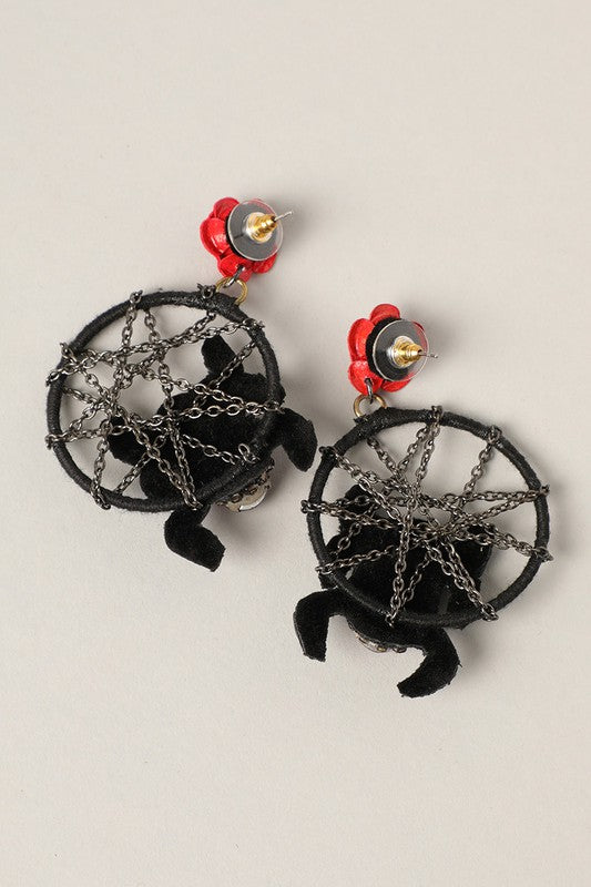 Spooky Spider Web Drop Earrings