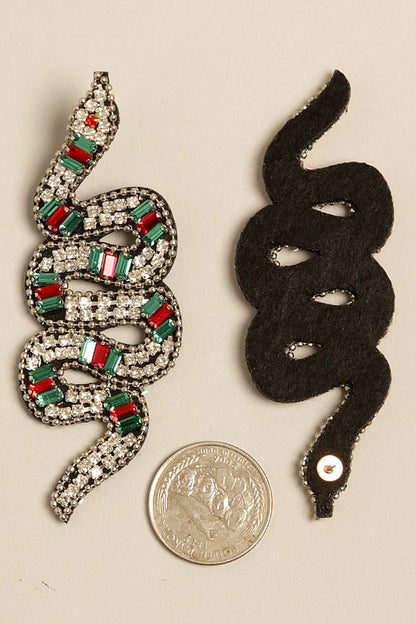 Rhinestones Beaded Snake Post-Drop Earrings