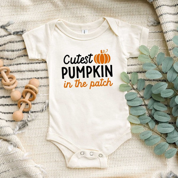 Cutest Pumpkin In The Patch Colorful Baby Onesie