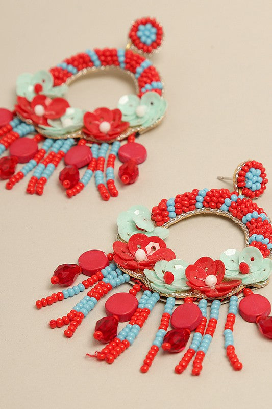 Fiesta Ring Beaded Drop Earrings