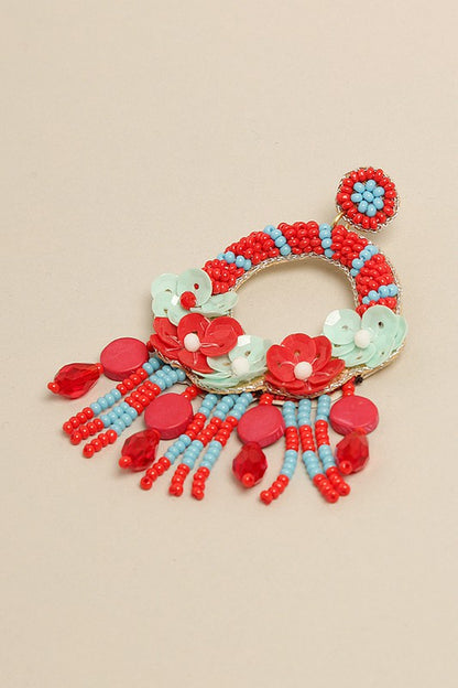 Fiesta Ring Beaded Drop Earrings