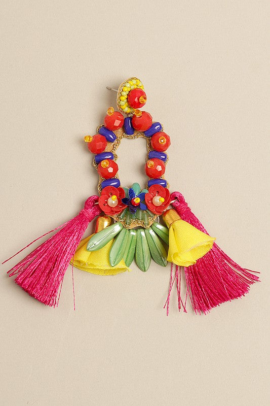 Tropical Fiesta Tassel Earrings