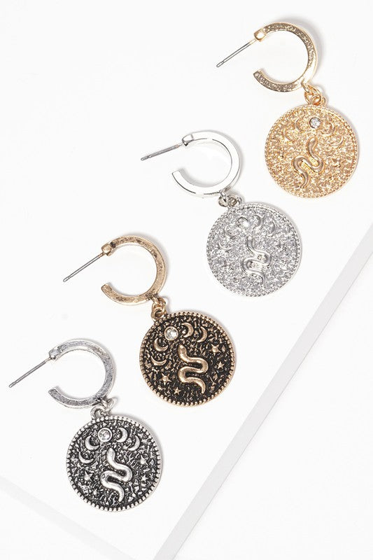 Round Shaped Snake Metal Hoop Earrings