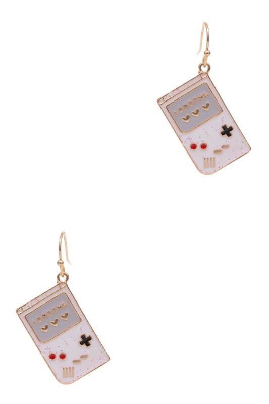 Retro Gameboy Enamel Pendant Hook Earrings