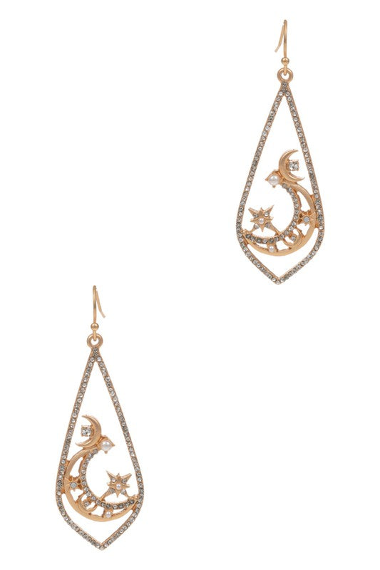 Teardrop Paved Metal Hook Earrings