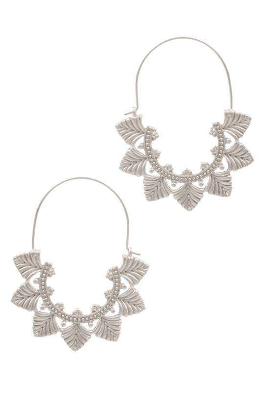 Flower Shaped Dangle Hoop Earrings