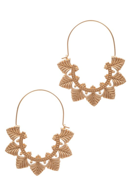 Flower Shaped Dangle Hoop Earrings