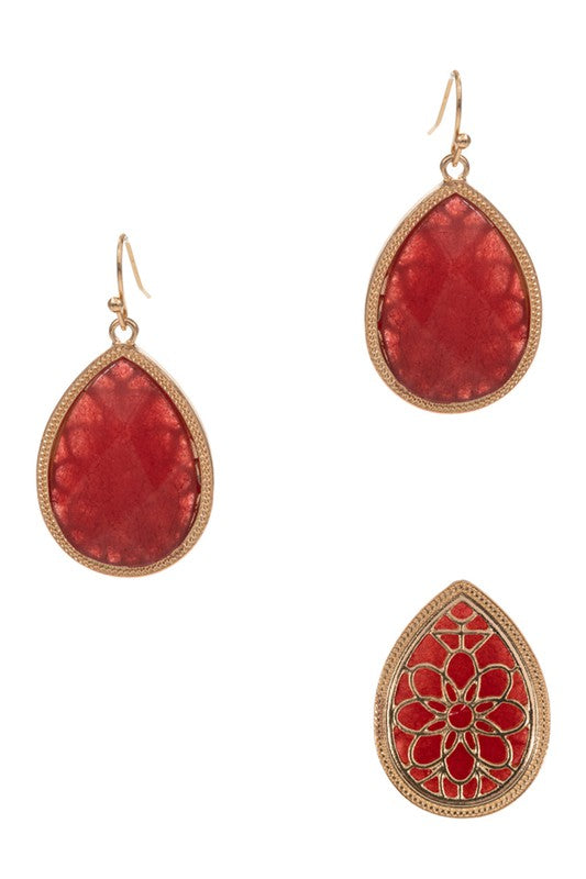 Teardrop Shaped Semi-Precious Stone Earrings