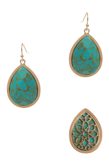 Teardrop Shaped Semi-Precious Stone Earrings