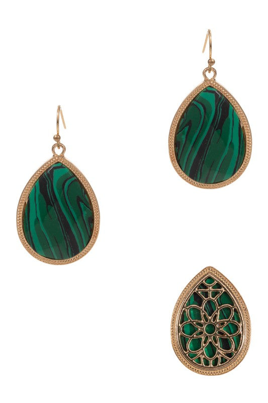 Teardrop Shaped Semi-Precious Stone Earrings