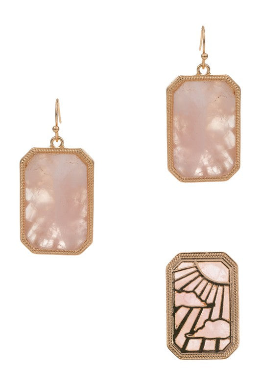 Rectangular Shaped Semi-Precious Stone Earrings