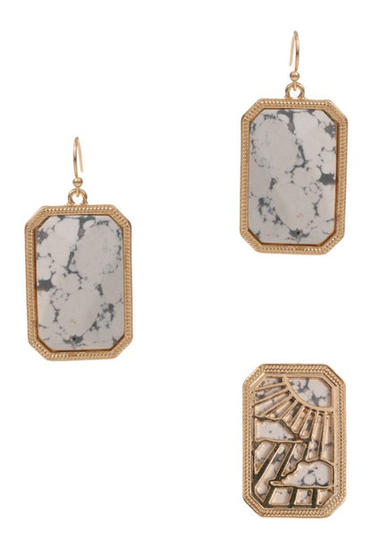 Rectangular Shaped Semi-Precious Stone Earrings