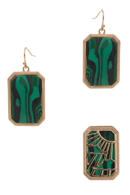 Rectangular Shaped Semi-Precious Stone Earrings