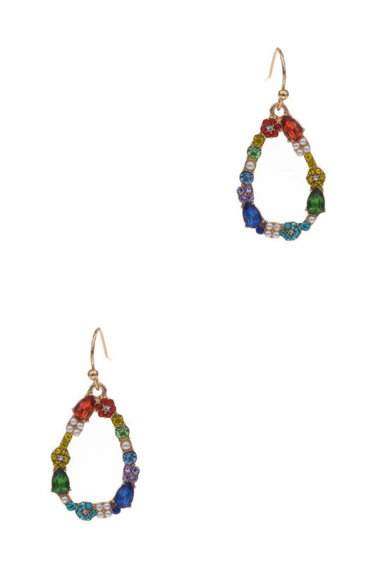 Paved Teardrop Hook Earrings