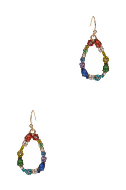 Paved Teardrop Hook Earrings