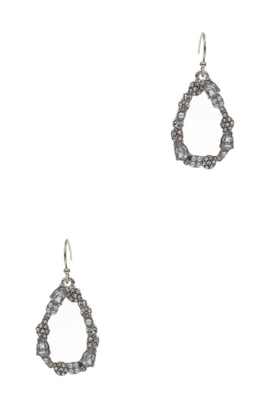 Paved Teardrop Hook Earrings