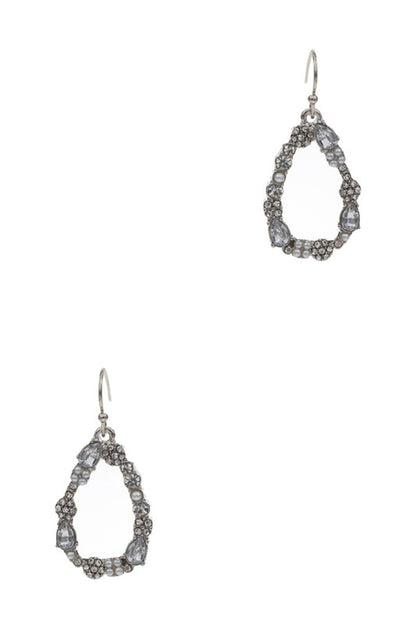 Paved Teardrop Hook Earrings