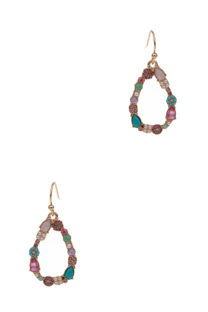 Paved Teardrop Hook Earrings