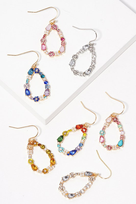 Paved Teardrop Hook Earrings