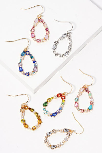 Paved Teardrop Hook Earrings