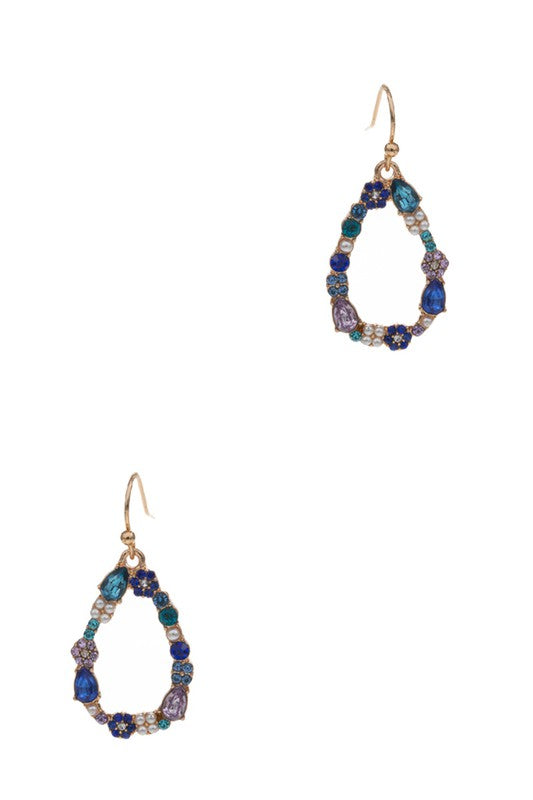 Paved Teardrop Hook Earrings