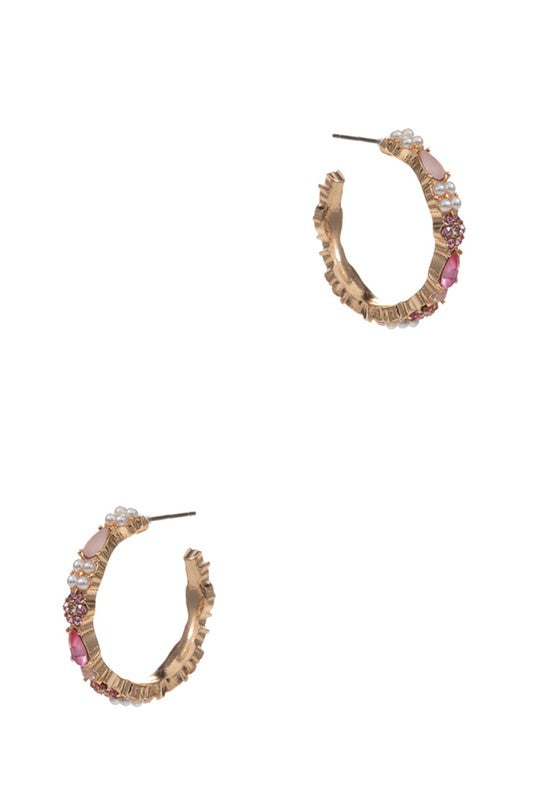 Paved Ring Post Hoop Earrings