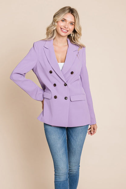 Double Breasted Lapel Collar Jacket Blazer