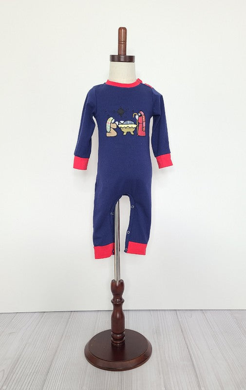 Navy Boy Nativity Baby Romper