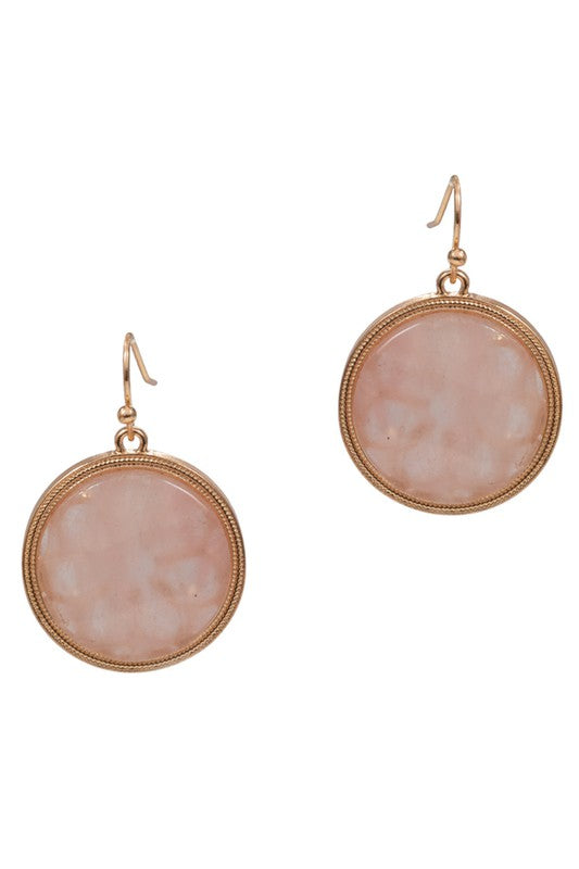 Round Shaped Semi-Precious Stone Earrings