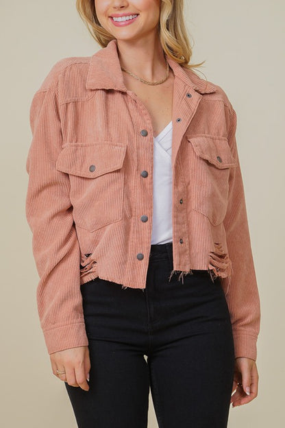 ZOEY DISTRESSED CORDUROY distressed JACKET