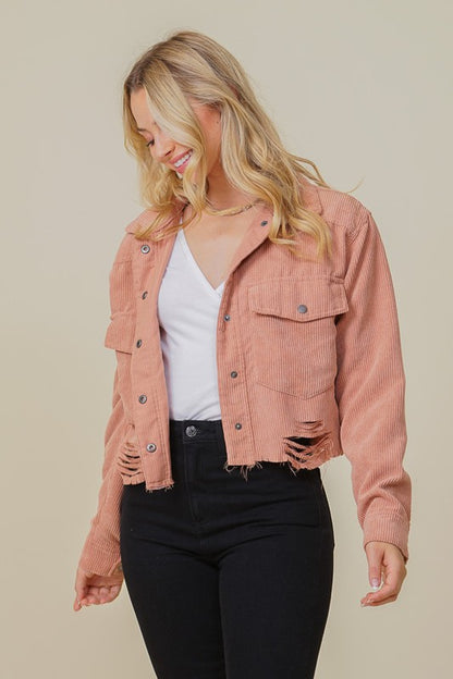 ZOEY DISTRESSED CORDUROY distressed JACKET