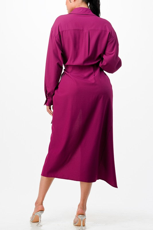 Solid Wrap style Midi dress