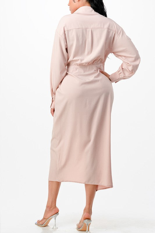 Solid Wrap style Midi dress