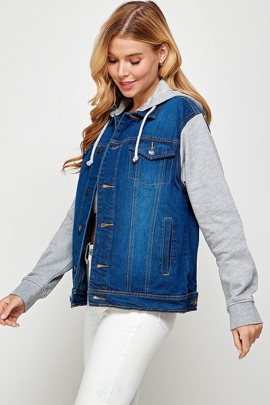 Women's Denim  Jacket with Fleece Hoodies