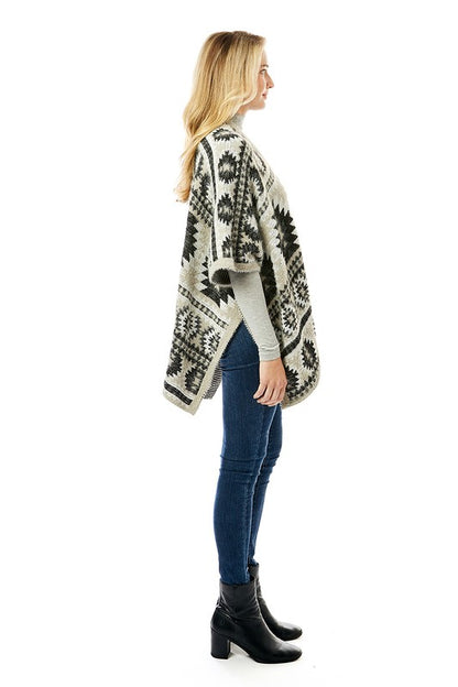 Women's Aztec Pattern Ruana