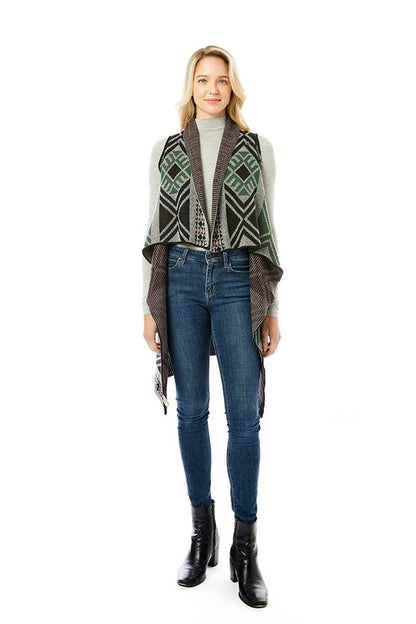 Women's Aztec Patterned Vest with Button