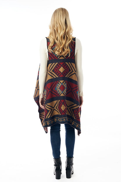 Women's Aztec Patterned Vest with Button