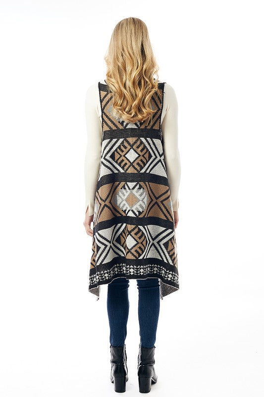 Women's Aztec Patterned Vest with Button