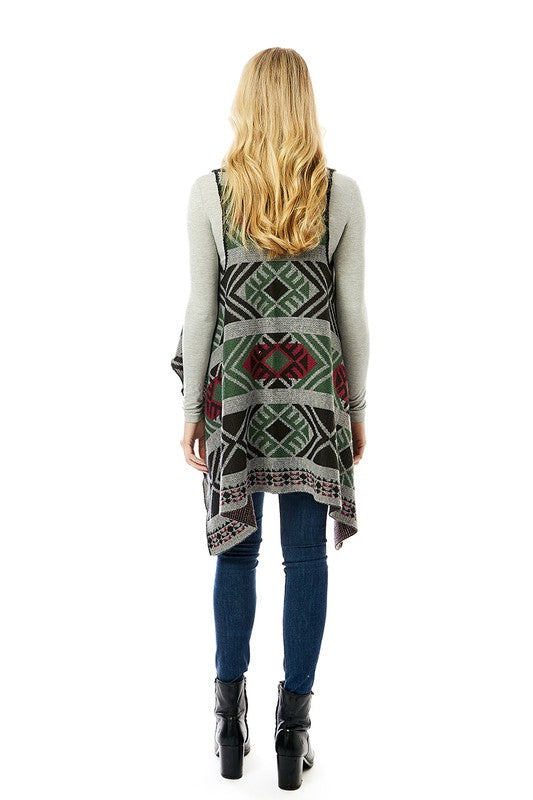 Women's Aztec Patterned Vest with Button