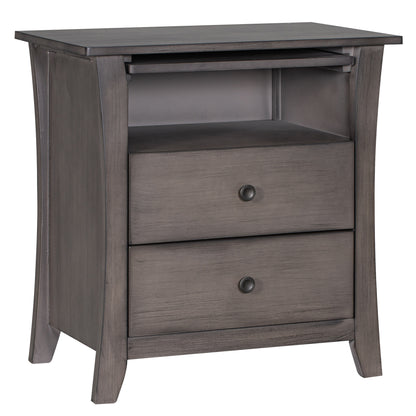 Multifunctional Storage Nightstand with 2 Drawers and an open cabinet,Grey