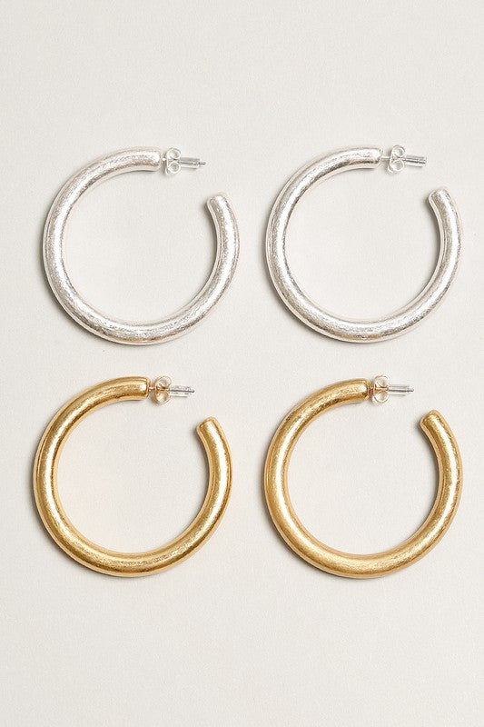 Large Vintage Hoop Post Earrings