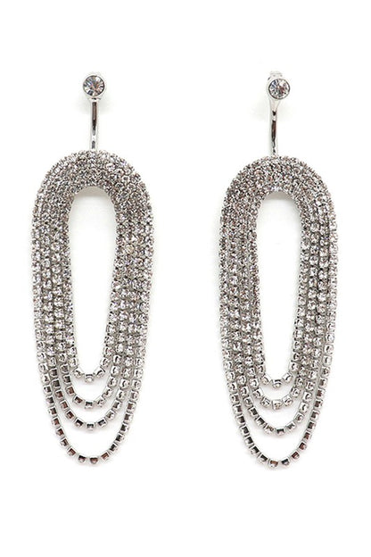 Rhinestone Brass Linear Stud Drop Post Earring