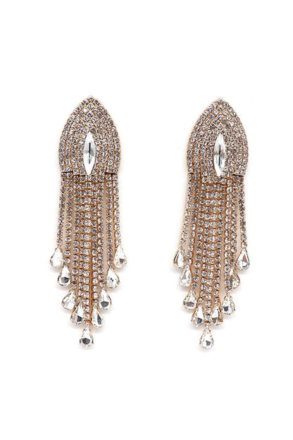 Rhinestones Brass Statement Post Drop Earrings