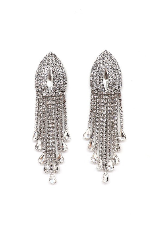 Rhinestones Brass Statement Post Drop Earrings