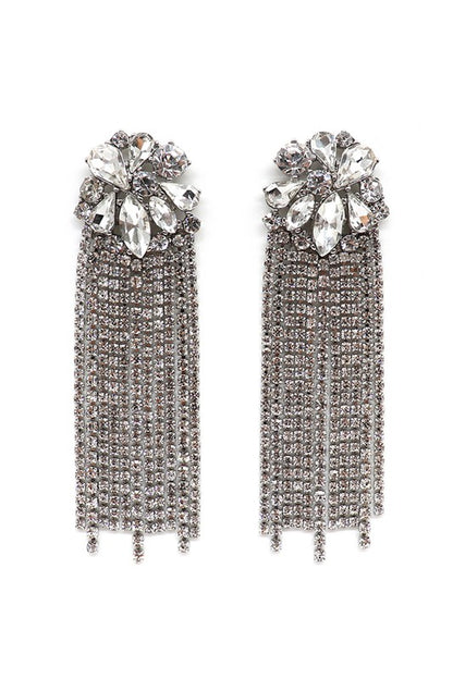 Rhinestones Brass Statement Post Drop Earrings