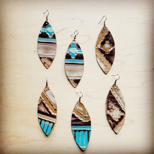 Narrow Oval Earrings in Turquoise Sahara Navajo