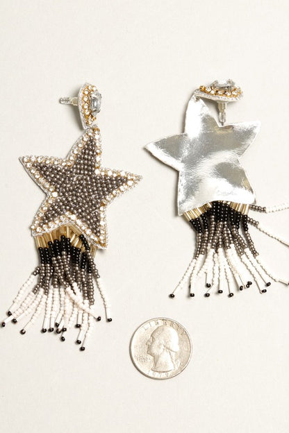 Western Rock Star Beaded Post Drop Earrings