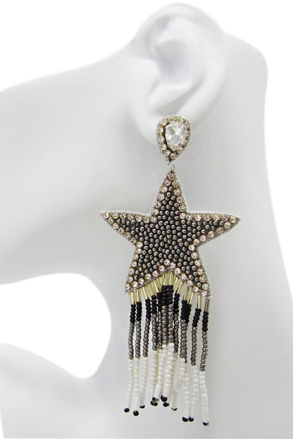 Western Rock Star Beaded Post Drop Earrings